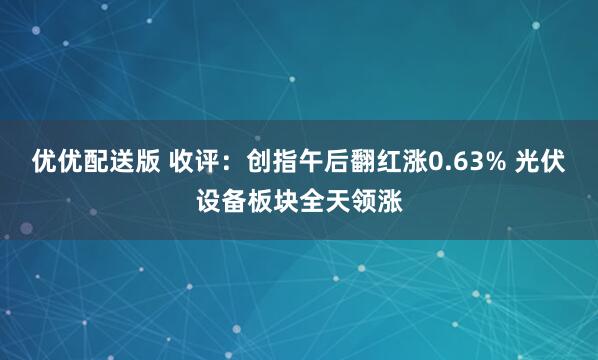 优优配送版 收评：创指午后翻红涨0.63% 光伏设备板块全天领涨